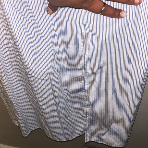 J. Crew dress - 100% cotton smocked top peasant style midi length white striped - Picture 6 of 11